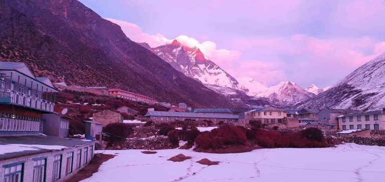 Scene sunset at Dingboche village.