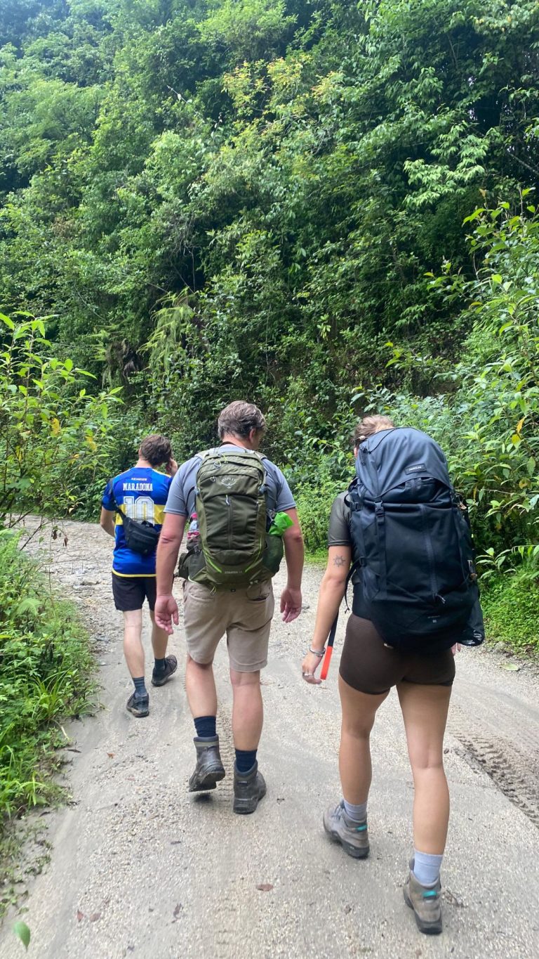 Tourist following the trail