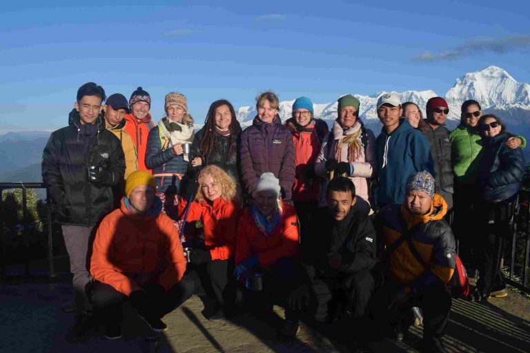 Cheering group at Poon hill