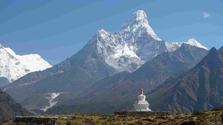 Tyangboche Stupa With Mountains