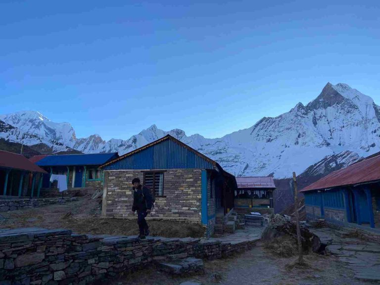 At Machhapuchhre Base Camp 3700m.