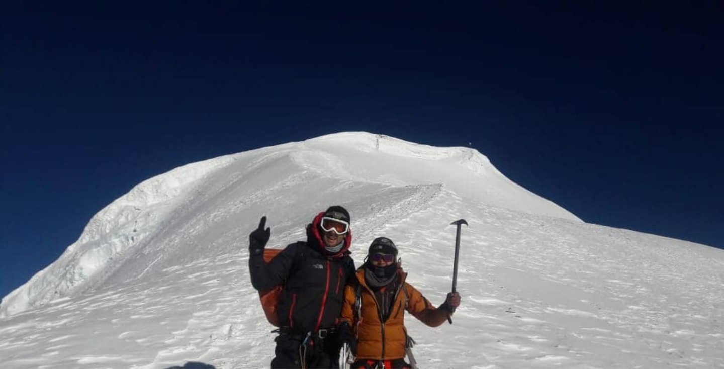 Two Climbers Climbing Nepal peak