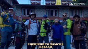 Trekkers in Pheriche To Namche Bazaar